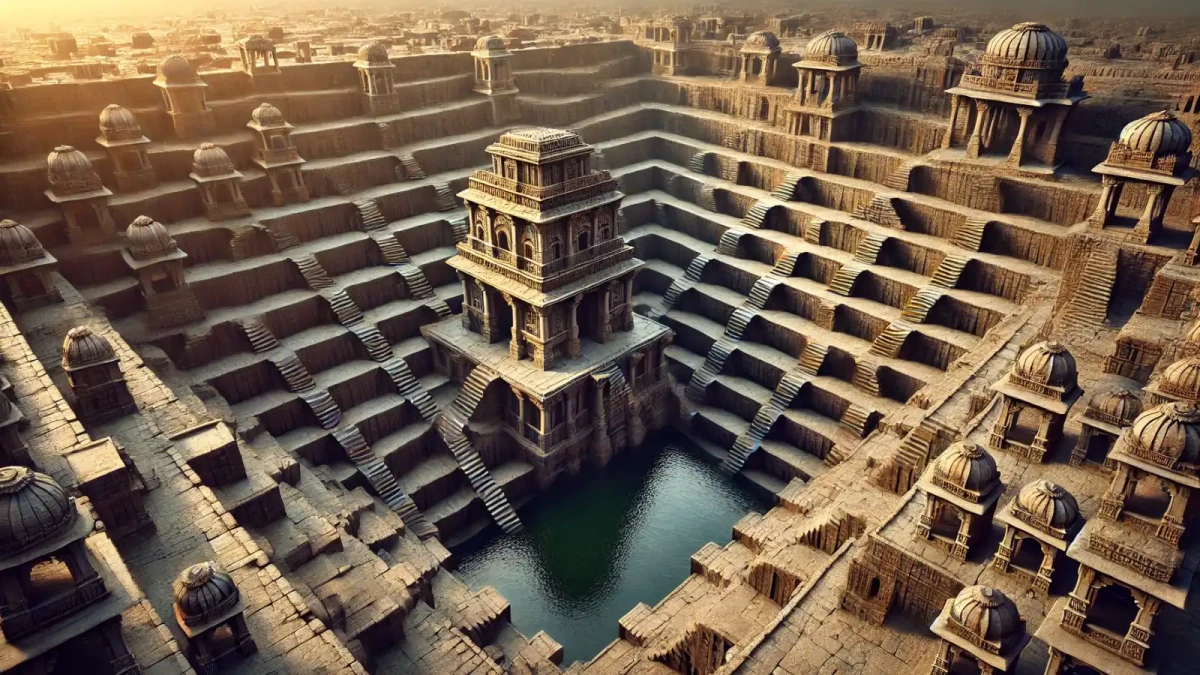 1 200 let stará indická studna / nádrž. Kdo by skočil se džberem pro vodu?