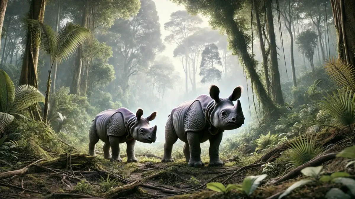 Na Jávě byla spatřena 2 mláďata ohroženého nosorožce jávského