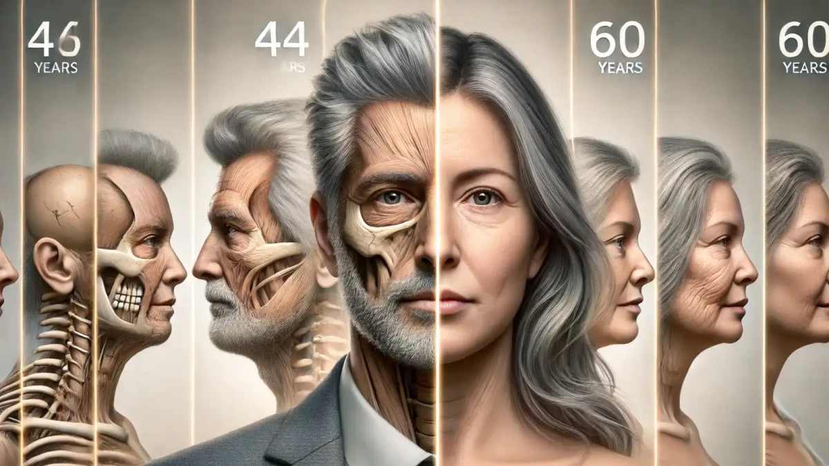 Lidé stárnou nárazově kolem 44 a 60 let!