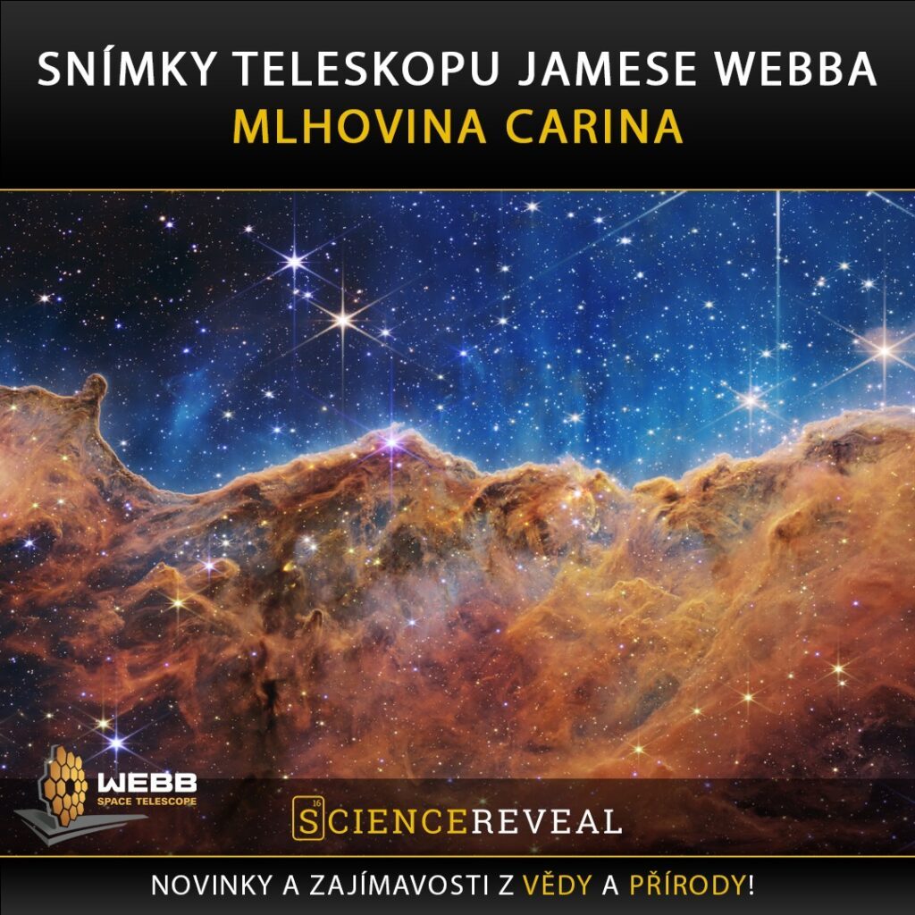 Snímek teleskopu Jamese Webba - mlhovina Carina