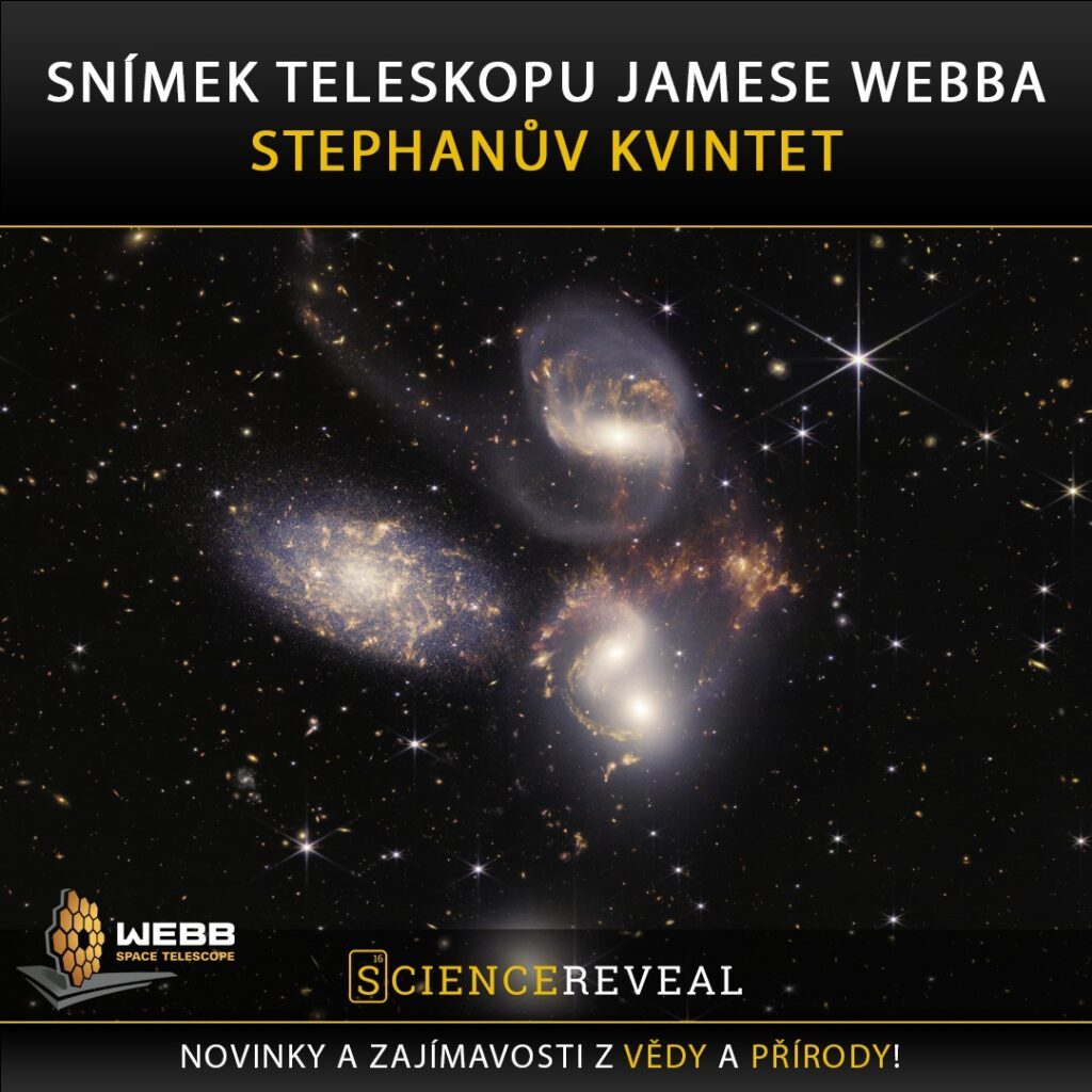Snímek teleskopu Jamese Webba - Stephanův kvintet