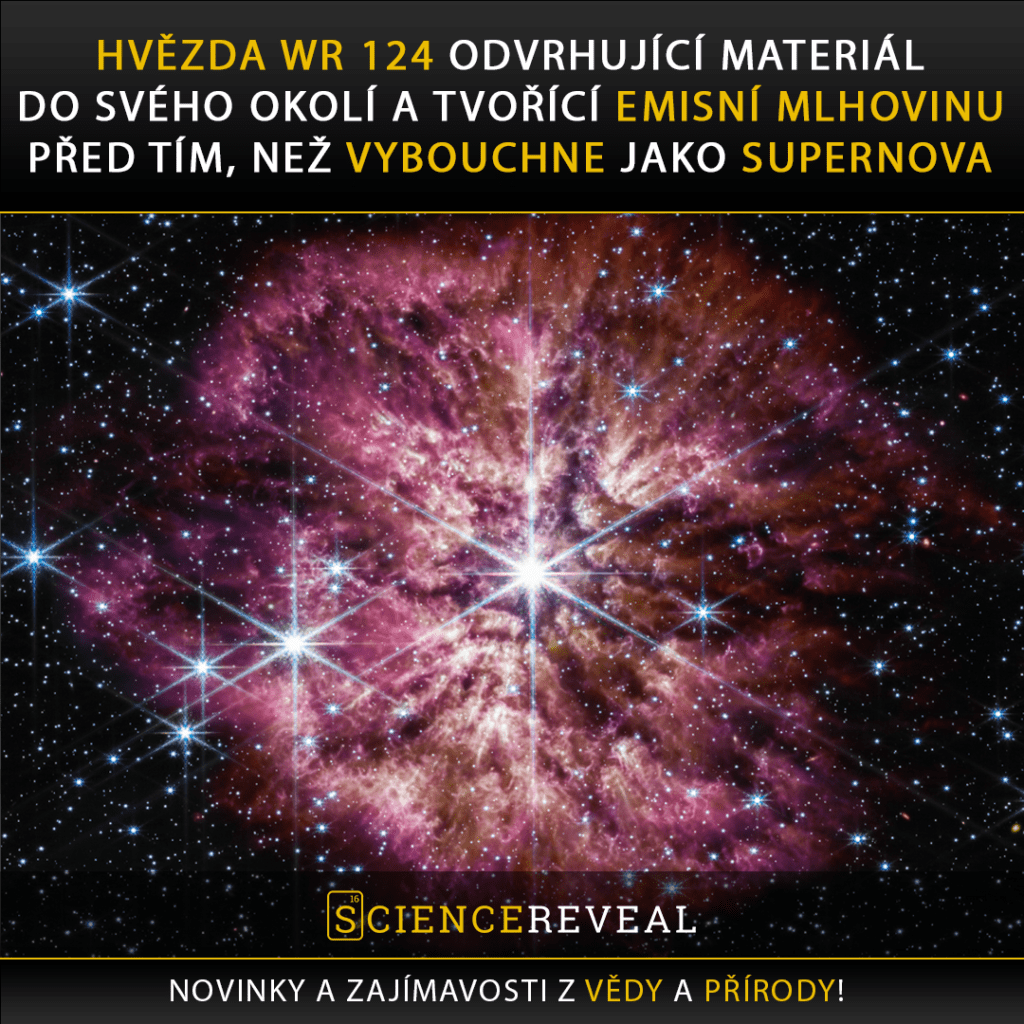 Hvězda WR 124 odvrhující materiál do svého okolí a tvořící emisní mlhovinu před tím, než vybouchne jako supernova!